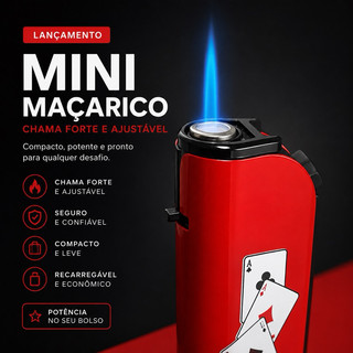 Mini Isqueiro Maçarico Portátil Alta Qualidade Recarregável com Regulagem de Chama,Culinária,Camping,Artesanato