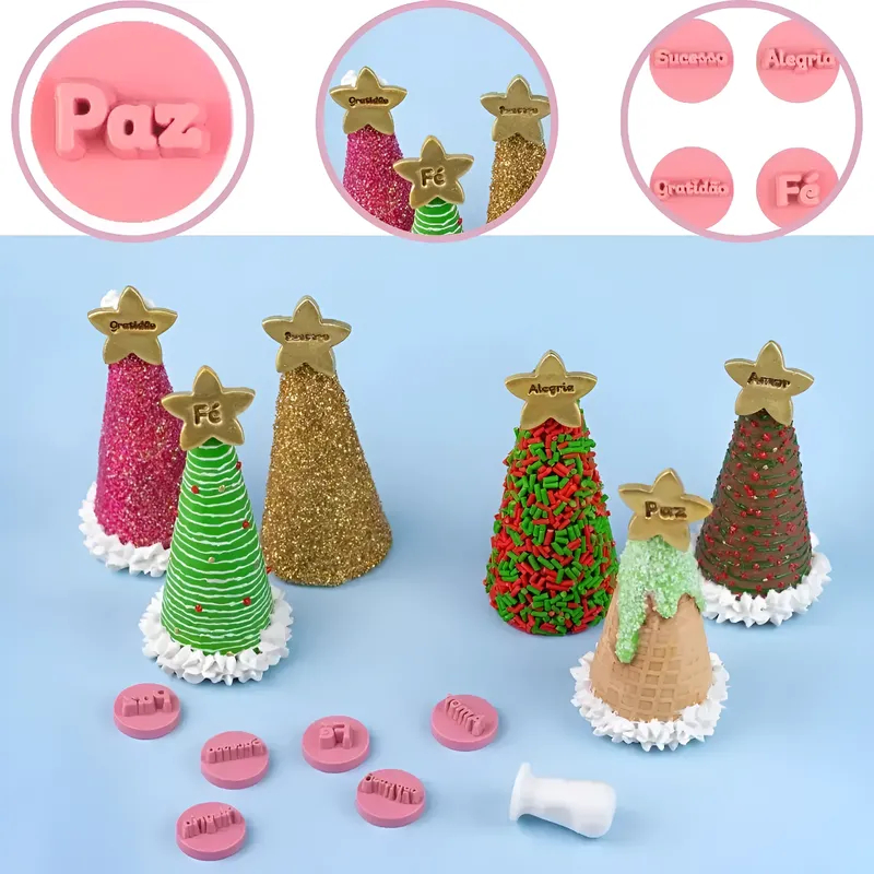 KIT CARIMBOS DESEJOS 2 NATAL 2023 PARA BRIGADEIROS DOCES BLUE STAR (CHOCO)//