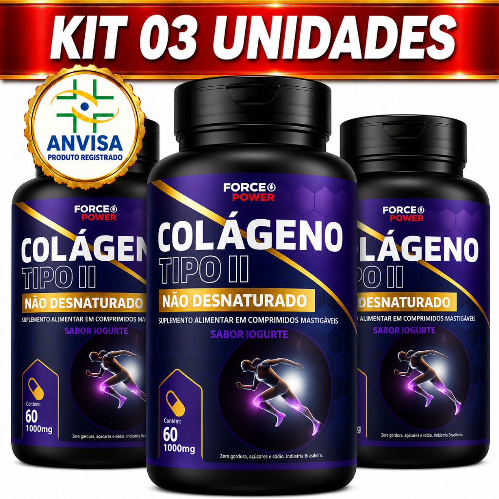 03 Colágeno TIPO 2 Original com Anvisa Total 180 Comprimidos - ( KIT PARA 03 MESES USO )