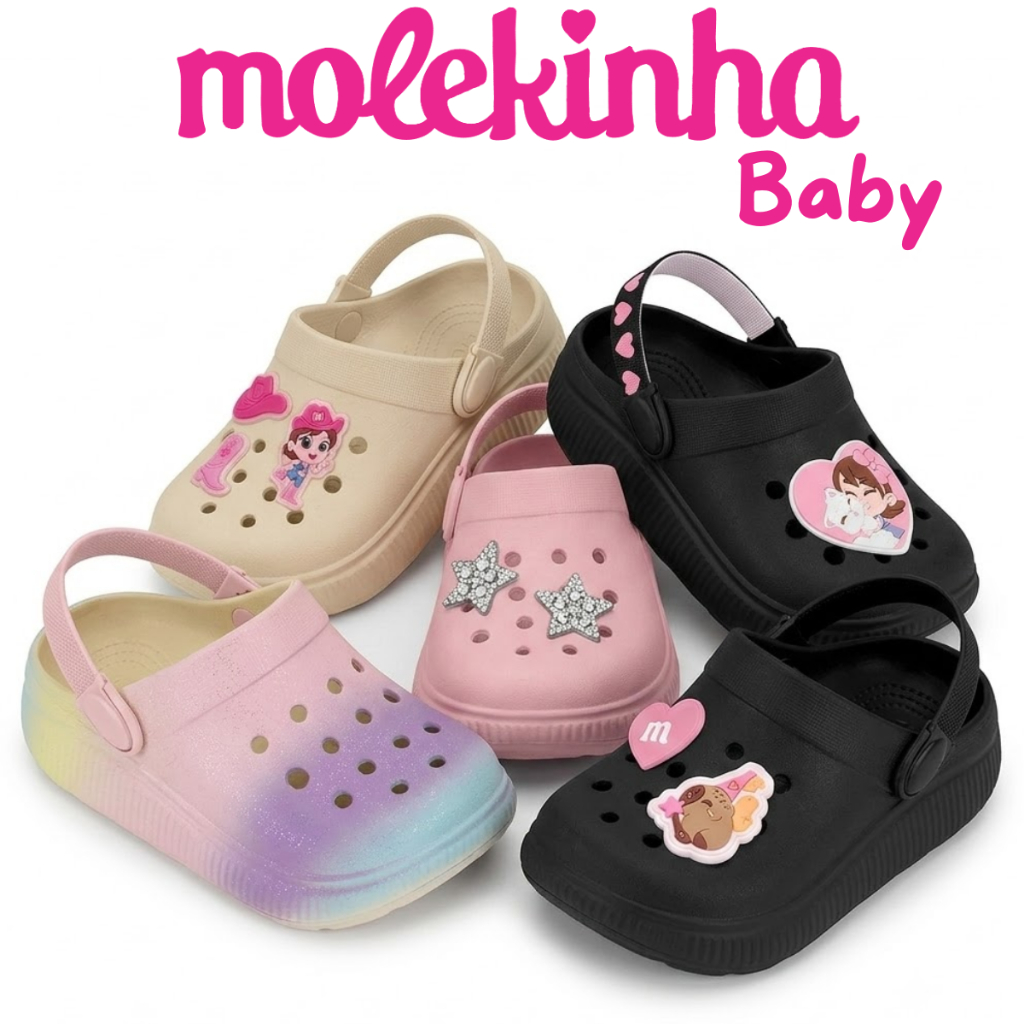 Babuche Infantil Molekinha Baby Clog Confortável Leve Calce Fácil Menina Original