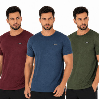 Kit 3 Camisetas Masculinas Dry Fit Malha Fria Moda Fitness Manga curta para academia