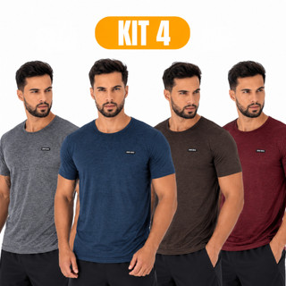 Kit 4 Camiseta Básica Masculina Camisa Manga Curta Blusa Masculina Gola Careca Redonda Drifit