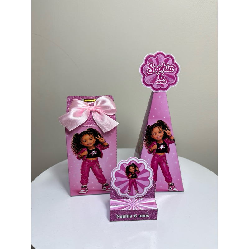 Kit Caixinhas Personalizadas Pegue e Monte CLUBE DOS ROSA EMILLY VICKY - Festas Infantil Lembrancinhas Mimos Decoração