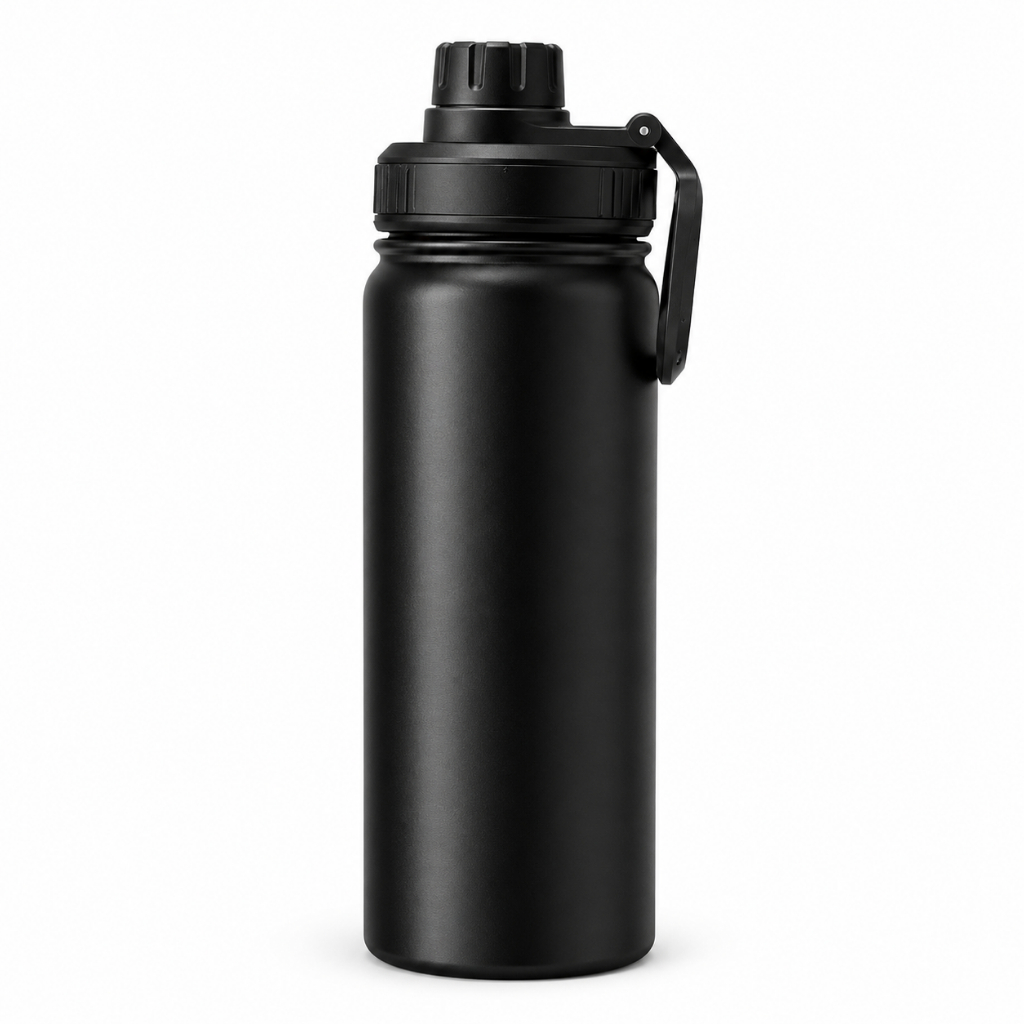Garrafa Térmica 600ml Aço Inox Parede Dupla Mantém Quente e Frio Várias Cores Preto Branco Laranja