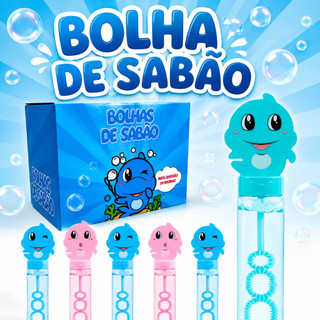 Kit 48 Bolha Sabão Bastão Brinquedo Bolinha Espada De Sabão Tubarão Shark Fundo Do Mar