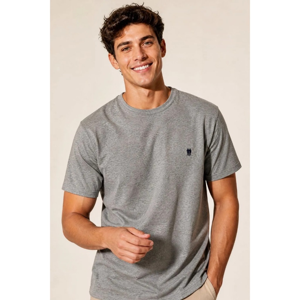 Camiseta Básica Confortável Polo Wear Mescla Escuro