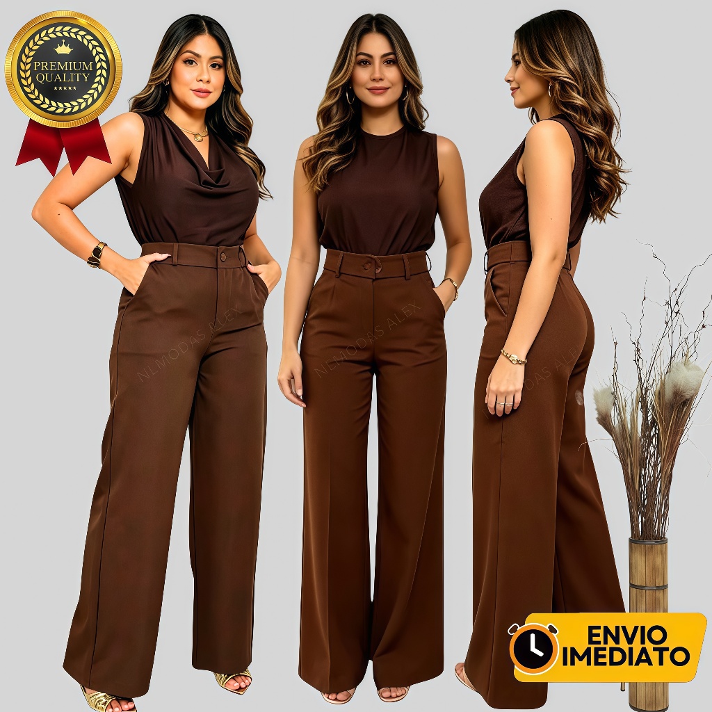 Calça Pantalona Alfaiataria Premium Com Bolso PROMOÇÃO