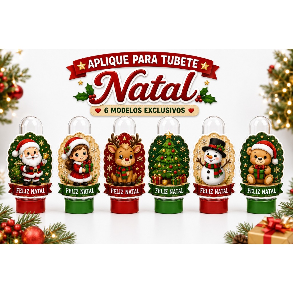 ENVIO RÁPIDO - Aplique para Tubete Personalizado Natal | Festa de Natal | Lembrancinha Infantil