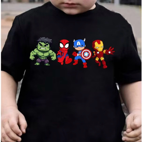 Camiseta Infantil Super-Heróis Meninos Camisa Lançamento Blusa 100% Algodão, CAMISA INFANTIL e ADULTO