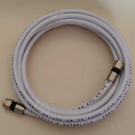Cabo Antena Coaxial Com Conector compressão Profissional Branco ou Preto