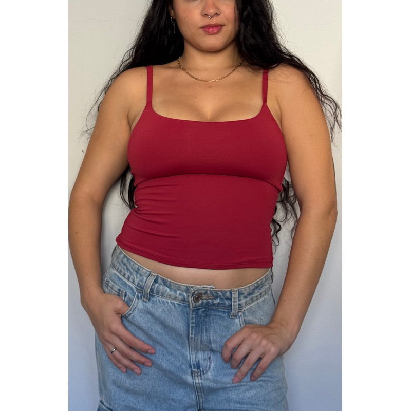 Detalhes do Regata Cropped Alcinha Costas Abertas Feminina Blusinha Top Tube Poliamida Moda Y2k Gringa Forrado