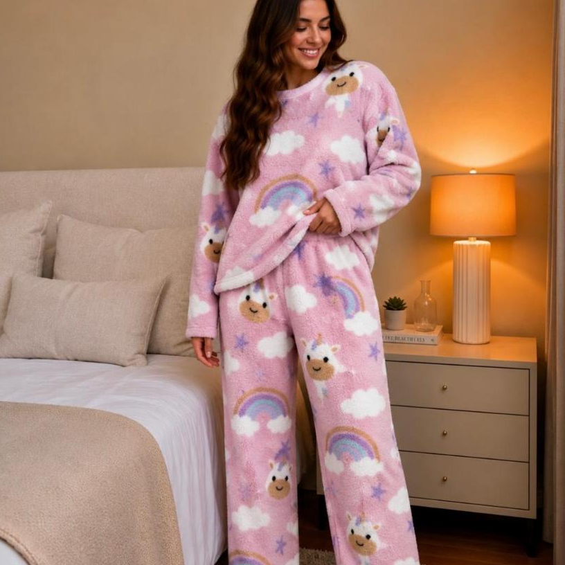 Pijama Feminino Longo Inverno Fleece Peluciado