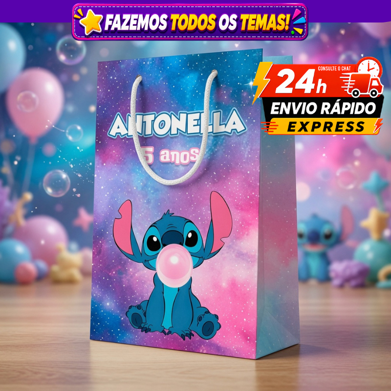 🛍️ Kit 40 Sacolinhas Personalizada Stitch Surpresa Lembrancinha de Aniversário Festa Infantil Envio Rápido