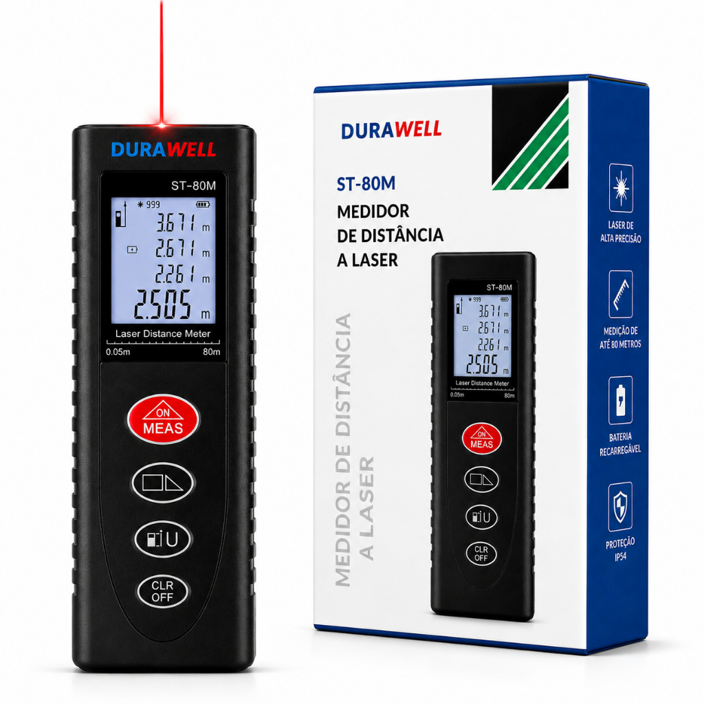 Trena Digital 80 METROS Medidor de Distancia a Laser Profissional Alta Precisão, Uso Fácil