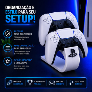 Suporte Duplo para Controle PS5 – Organização, Proteção e Estilo para seu Setup!