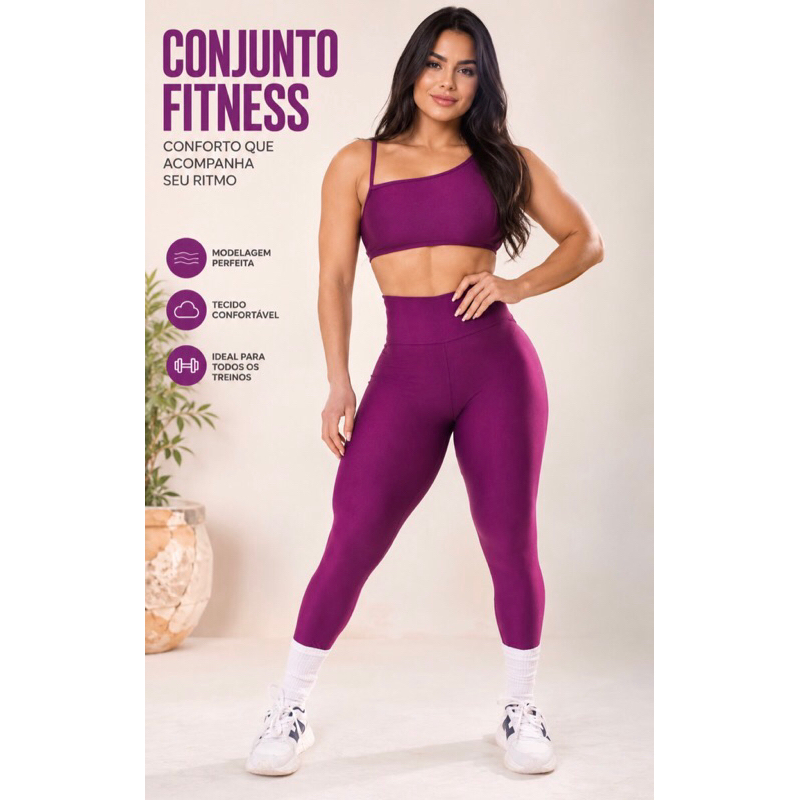 Conjunto Academia Feminino Calça Legging e Top Academia Feminina moda Fitness - Roupa para academia