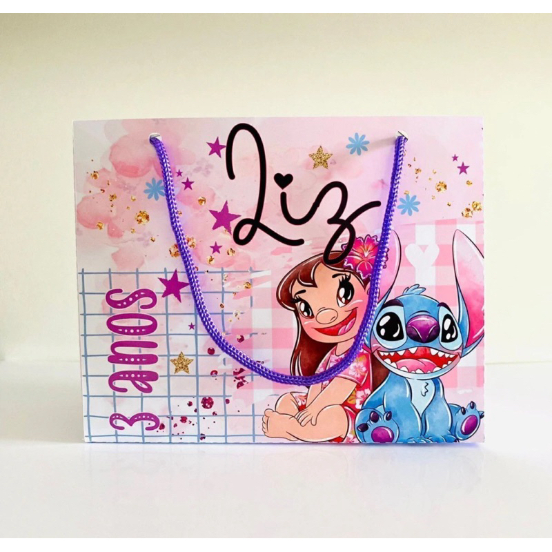 Sacola Personalizada Pegue e Monte Lilo e Stitch - Fazemos todos os temas - Lembrancinha para Festa