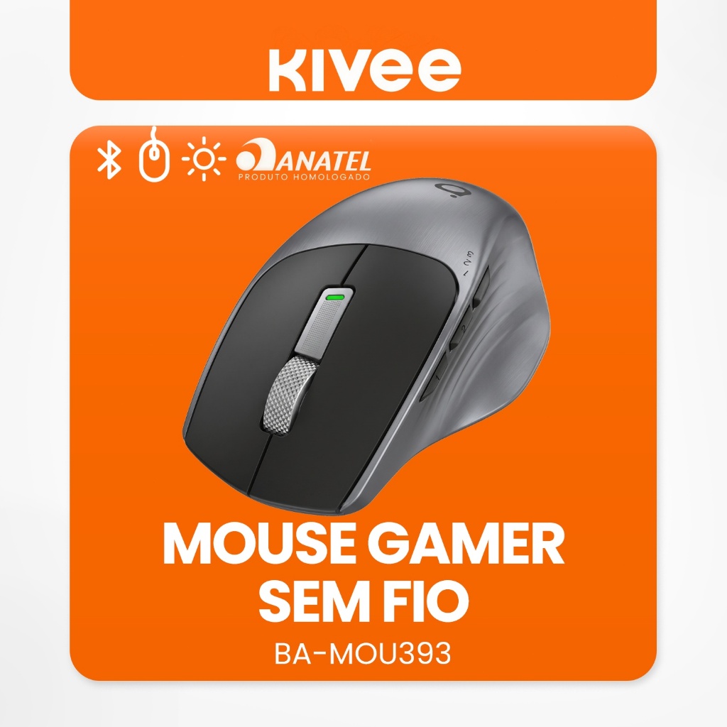 Kivee X Basike Mouse Sem Fio Bluetooth 2.4G Silencioso DPI Ajustável USB-C Ergon