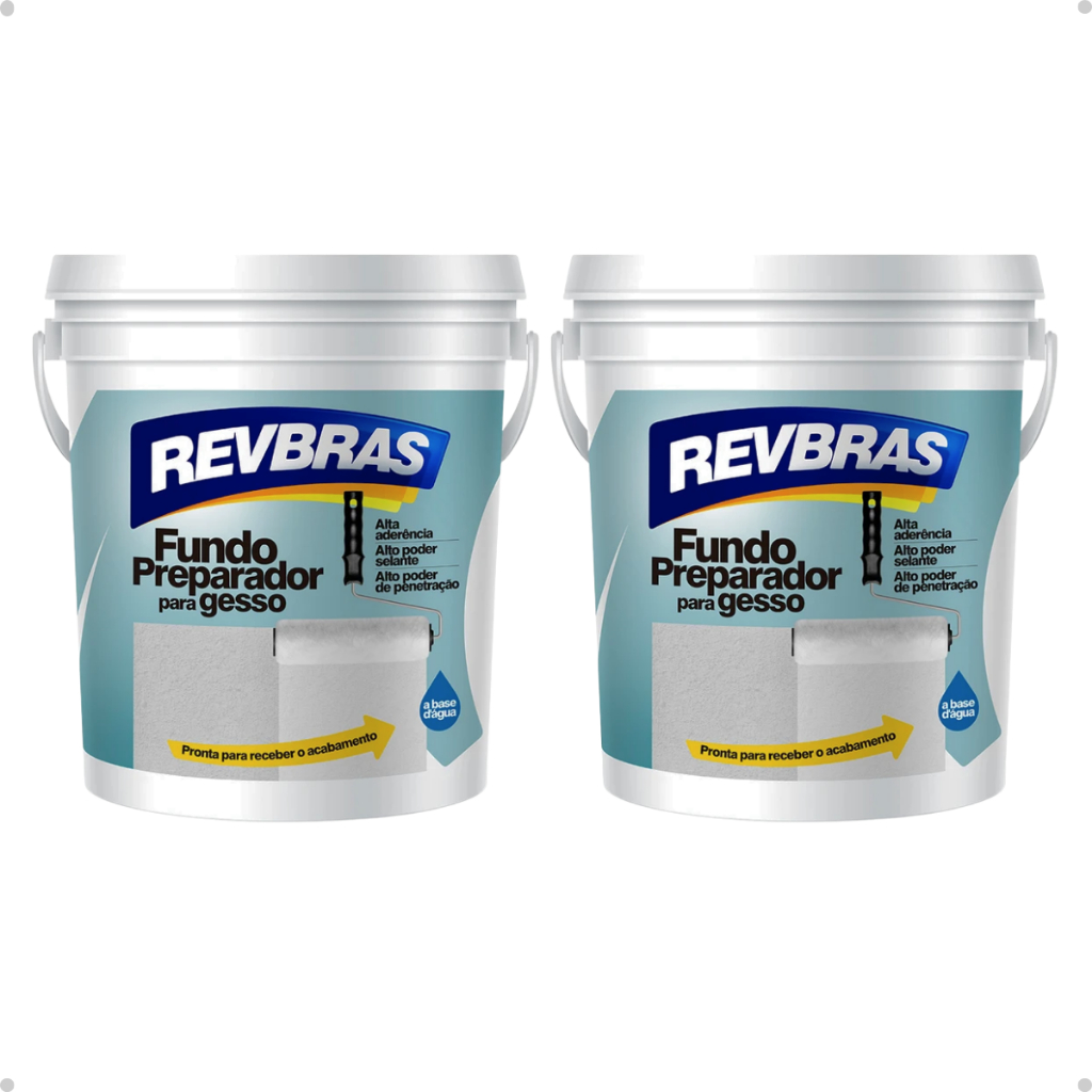 Kit 2 Fundo Preparador Para Gesso Selante Base De Água Construção 3,6l Revbras