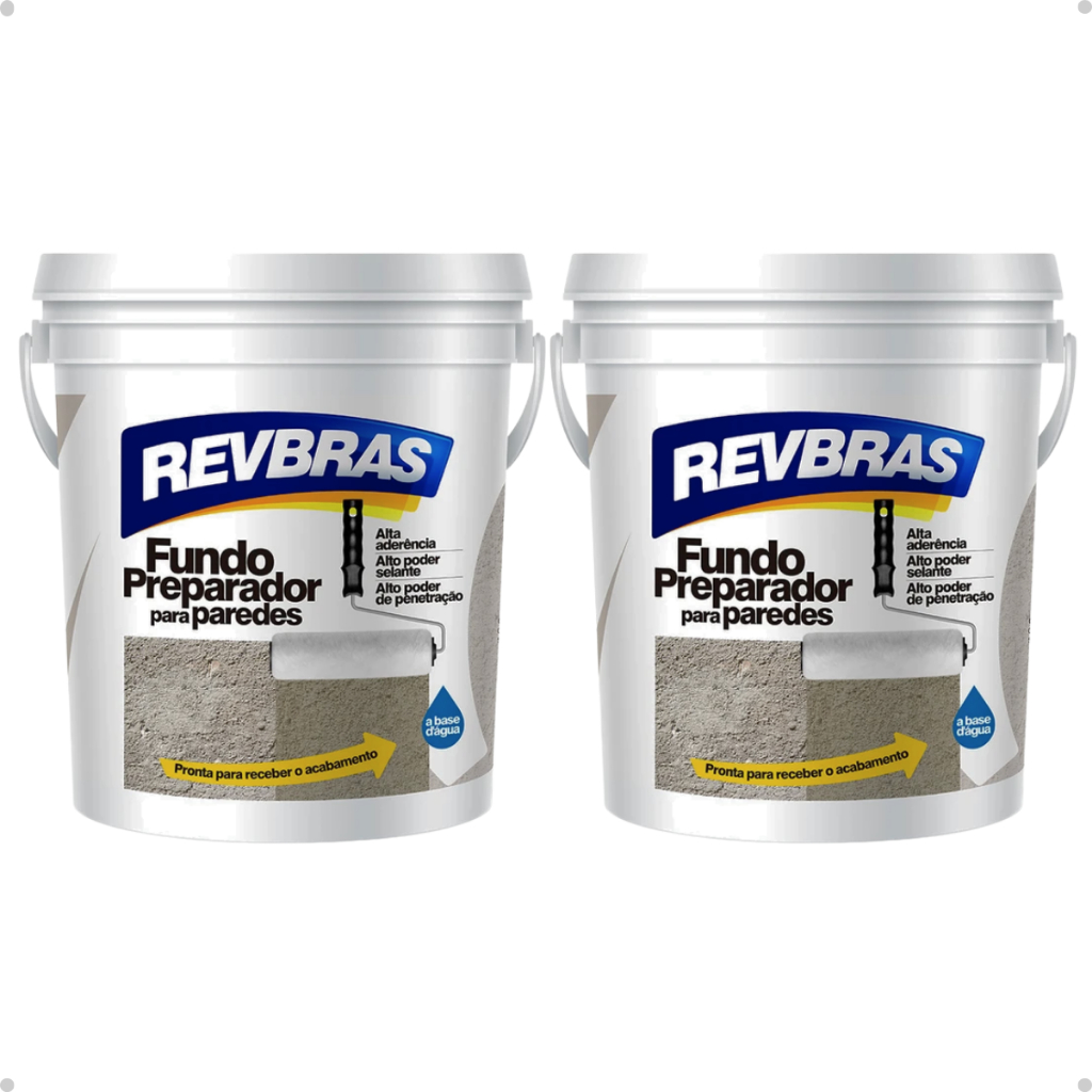 Kit 2 Fundo Preparador De Paredes Aderente Construção Base Água 3,6l Revbras Incolor