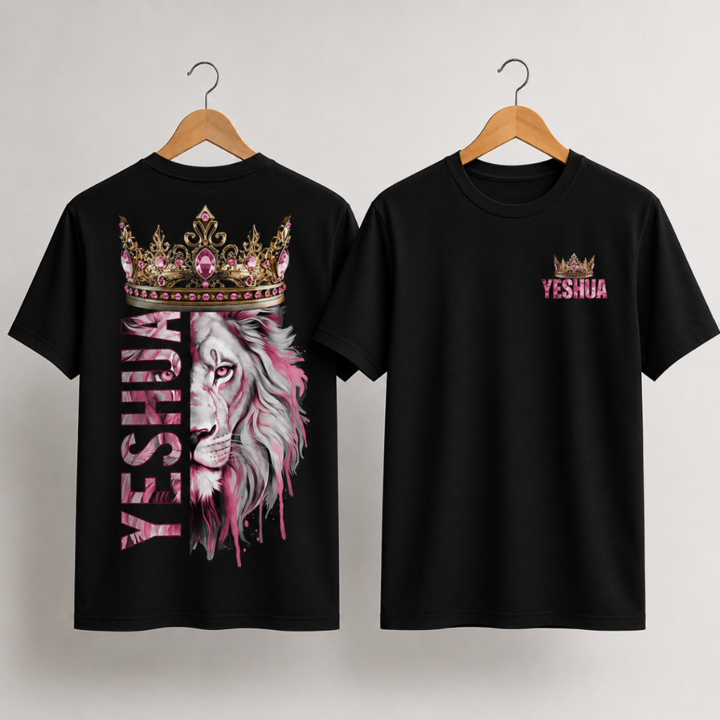 Camiseta Cristã Yeshua Leão de Judá Masculina Estampada Camisa Gospel Evangélica Premium