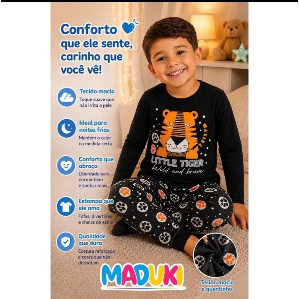 Kit 4 Peças Pijama Infantil Masculino Inverno Manga Longa Estampados Confortáveis