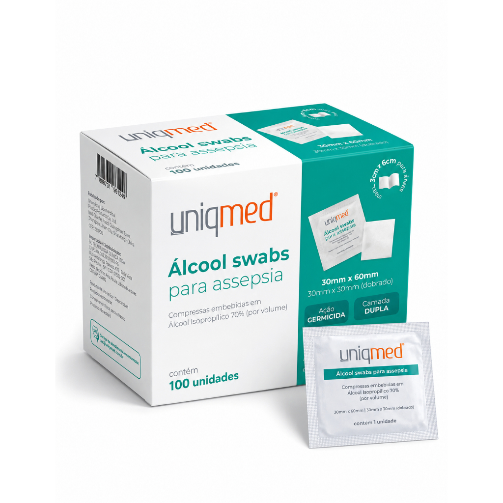 1000un Alcool Swab 70% Saches Lencos Umedecidos Uniqmed