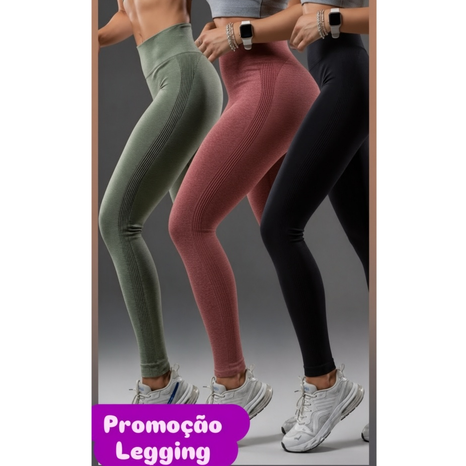 Calça Legging Feminina Cintura Alta Empina Bumbum Academia Fitness  Modeladora Sem Transparência