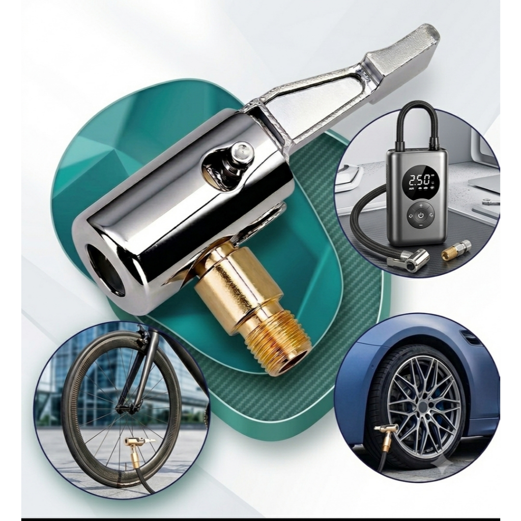 Bico Inflador Pneu com Presilha Metal Universal Carro Moto Bike Válvula Bomba de Ar
