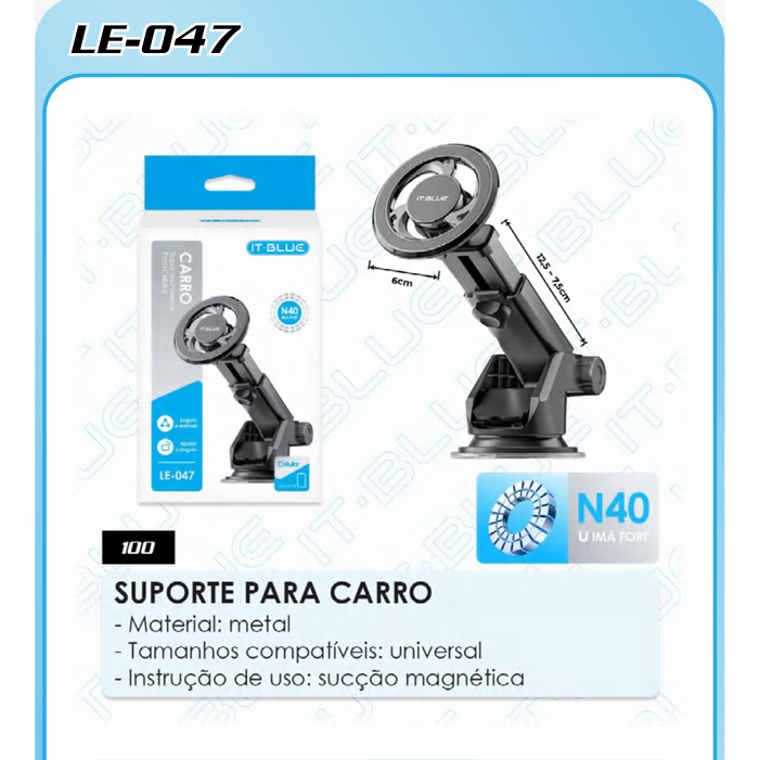 Kenux Suporte Veicular Universal  Magnetico com Ima para Smartphone Regulagem 360° LE-047