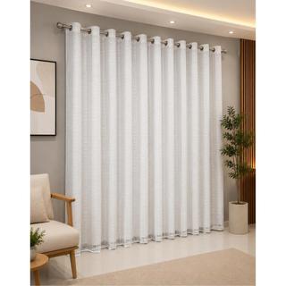 Cortina Para Sala e Quarto 3,00 × 2,60 Blecaute em PVC Com Tecido Voil xadrez e Liso Ilhós cromado