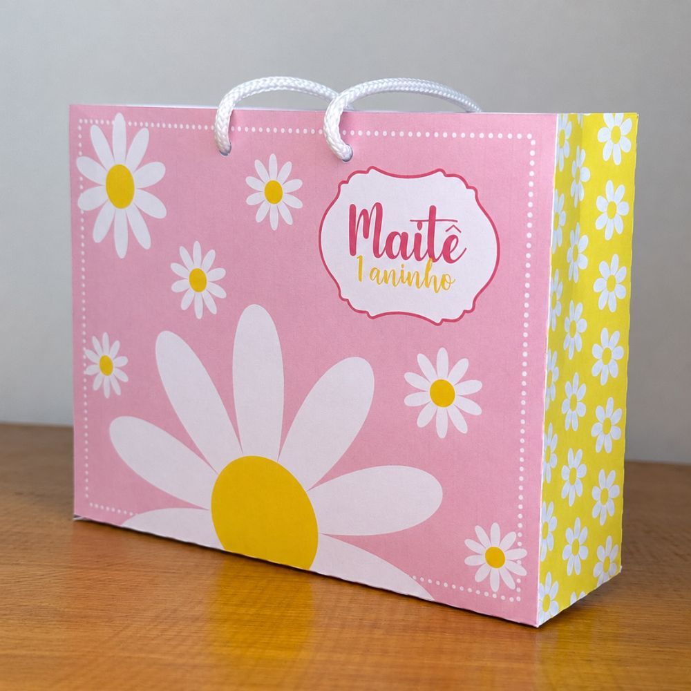 Sacolinha Surpresa Pegue e monte Margarida Personalizada | Lembrancinha Festa Infantil | Kit Festa diversos temas