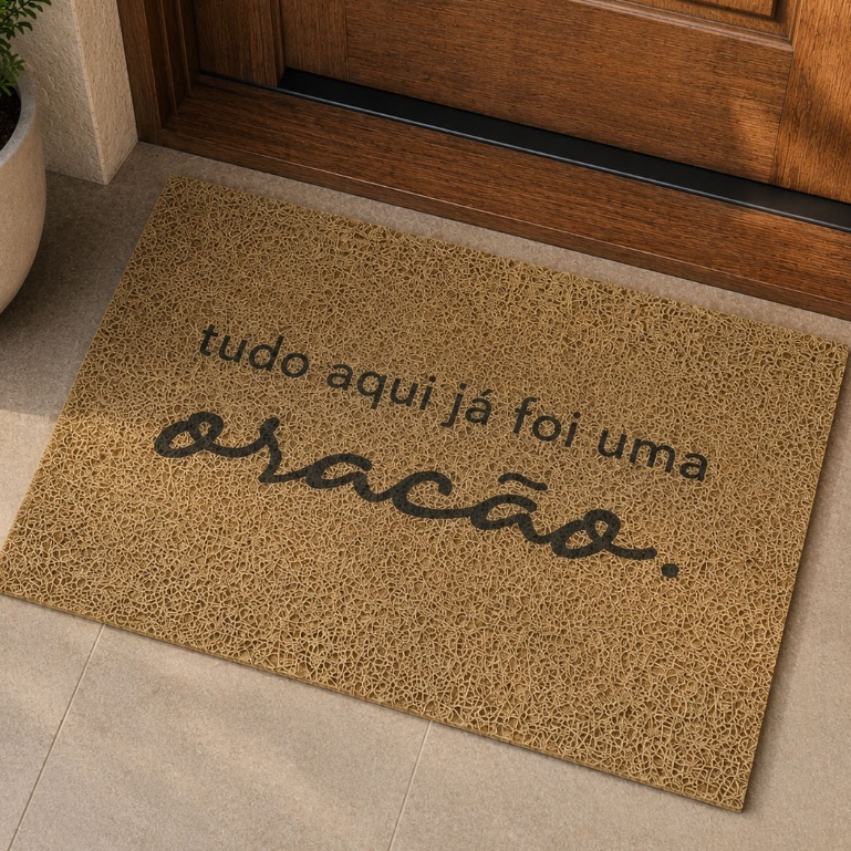 Imagem Capacho Tapete de Porta em Vinil | Tudo Aqui Já Foi uma Oração