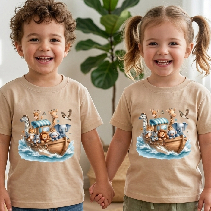 Camiseta T-shirt Blusa Religiosa Arca De Noé Bíblica Várias Cores Adulto E Infantil