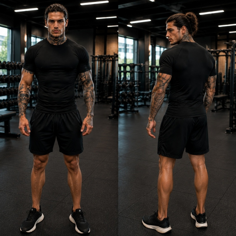 Conjunto Kit Academia Camiseta Compressão + Short Tactel Masculino Estiloso Para Treino Esportes Casual