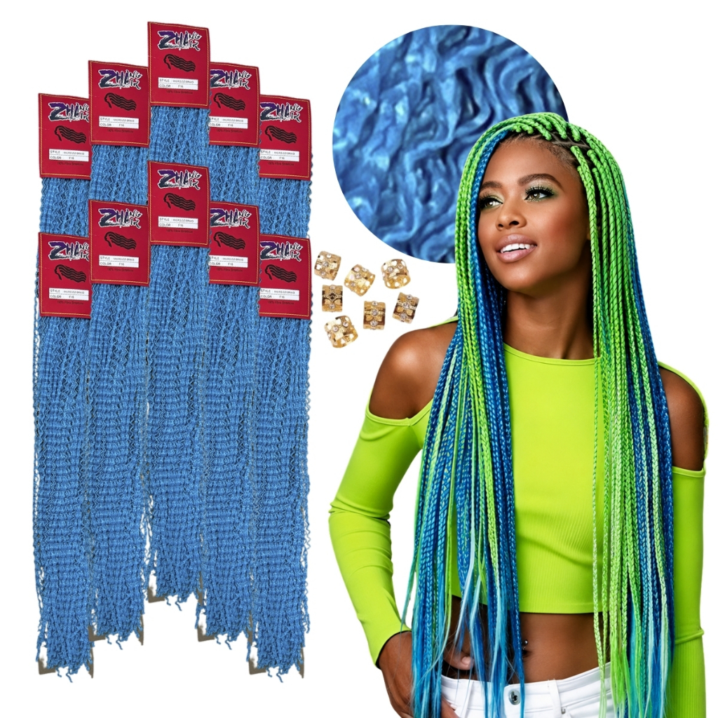 Kit 10 Cabelo Micro Zizi Miojinho Kanekalon Fibra Trançado Aplique Tranças finas 80g — imagem 2 de 2