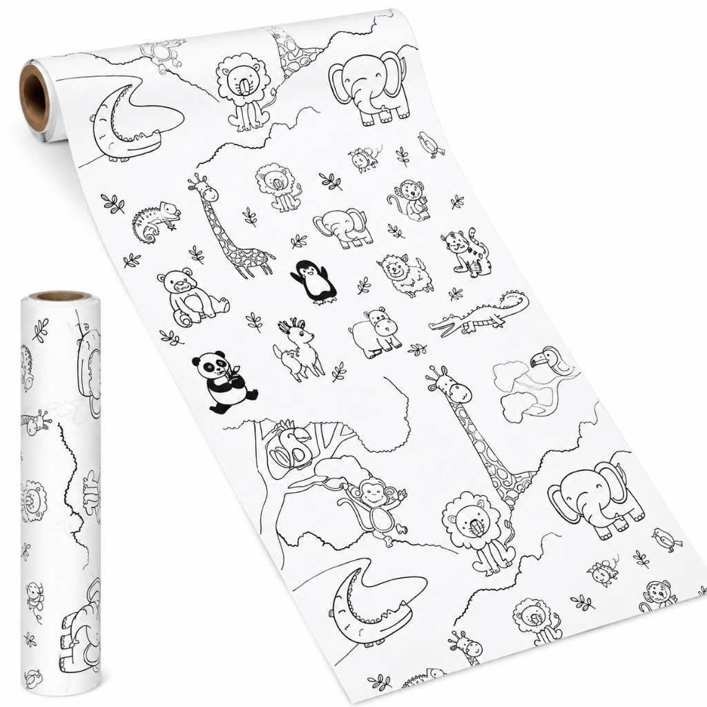 Bobina De Papel Para Colorir Infantil Adesiva 3 Metros Destacável Educativa Para Desenhar E Pintar