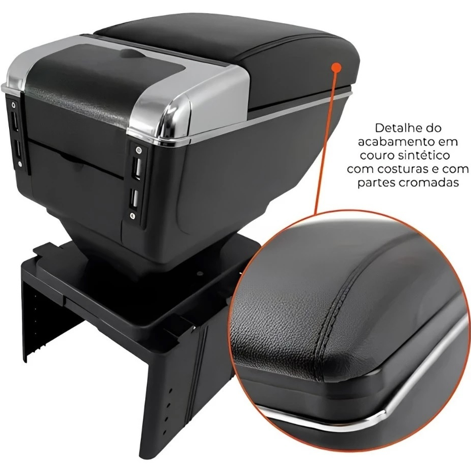 Console  central Apoio de Braço Universal Com 7 Entrada Usb Porta Copo regulavel