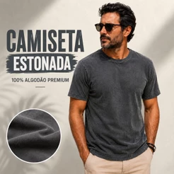 Camiseta Masculina Premium 100% Algodão Estilo Estonada P ao GG