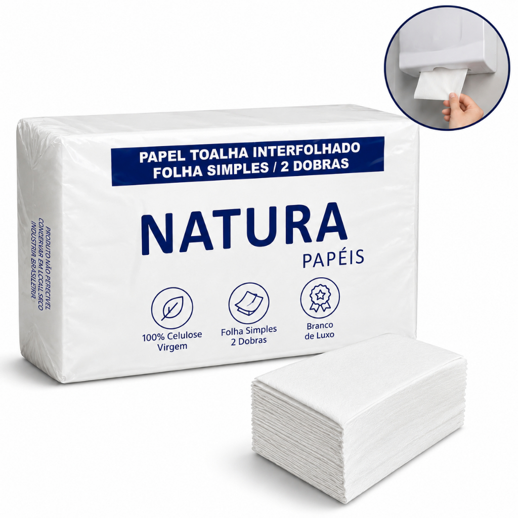 Papel Toalha Interfolhado Branco 5000 10000 Folhas Folha Simples 2 Dobras Para Dispenser Empresas Kit