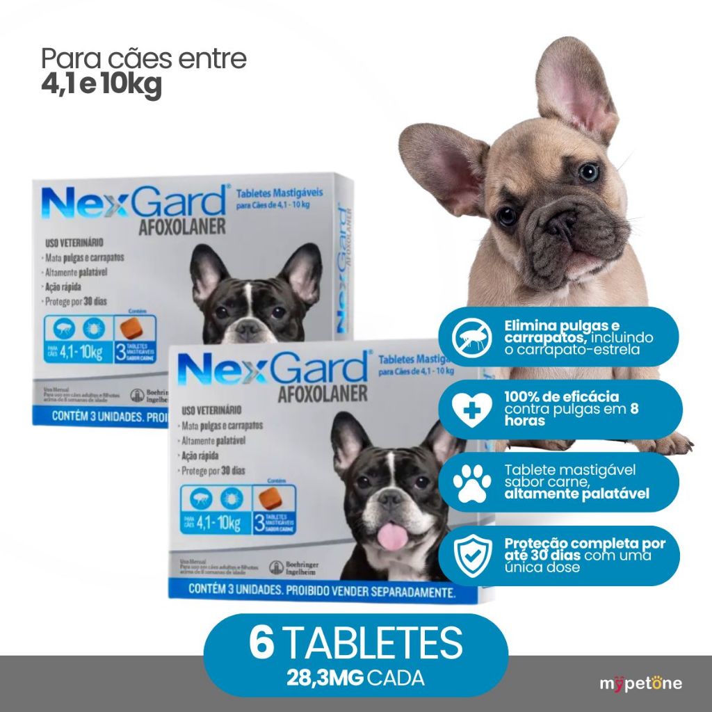 Kit 2 Antipulgas e Carrapatos NexGard 28,3 mg para Cães de 4,1 a 10 Kg - 3 Table