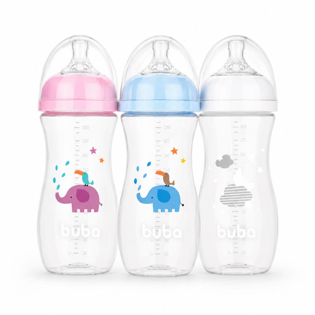 Mamadeira Buba Anticólica 120ml 270ml 330ml - Bico Silicone Fluxo Ajustável