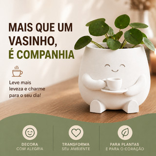 Vasinho Decorativo Café Feliz | Cachepot para Suculentas e Pequenas Plantas