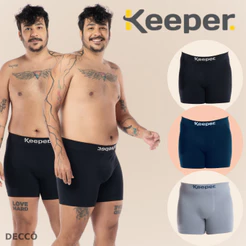 Cueca Boxer Sem Costura Keeper Modelo Plus Size Adulto Lisa Anti Assaduras Resistente Microfibra