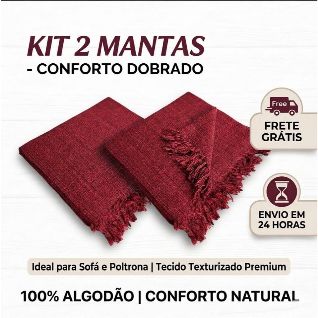 Kit 2 Mantas Para Sofá Premium 210x120