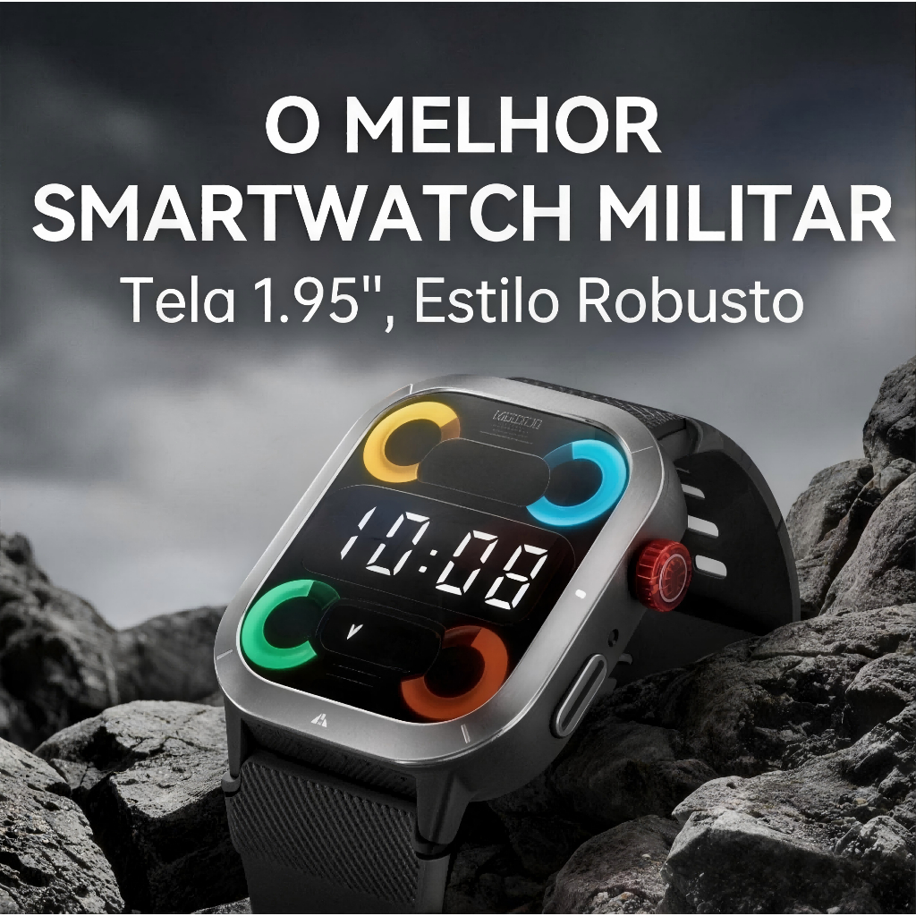 Haylou Bluetooth 5.3 Relógio Inteligente Esportivo Smart Watch IRON NEO 1.95" Display  3ATM Preto Bateria Com 30 Dias