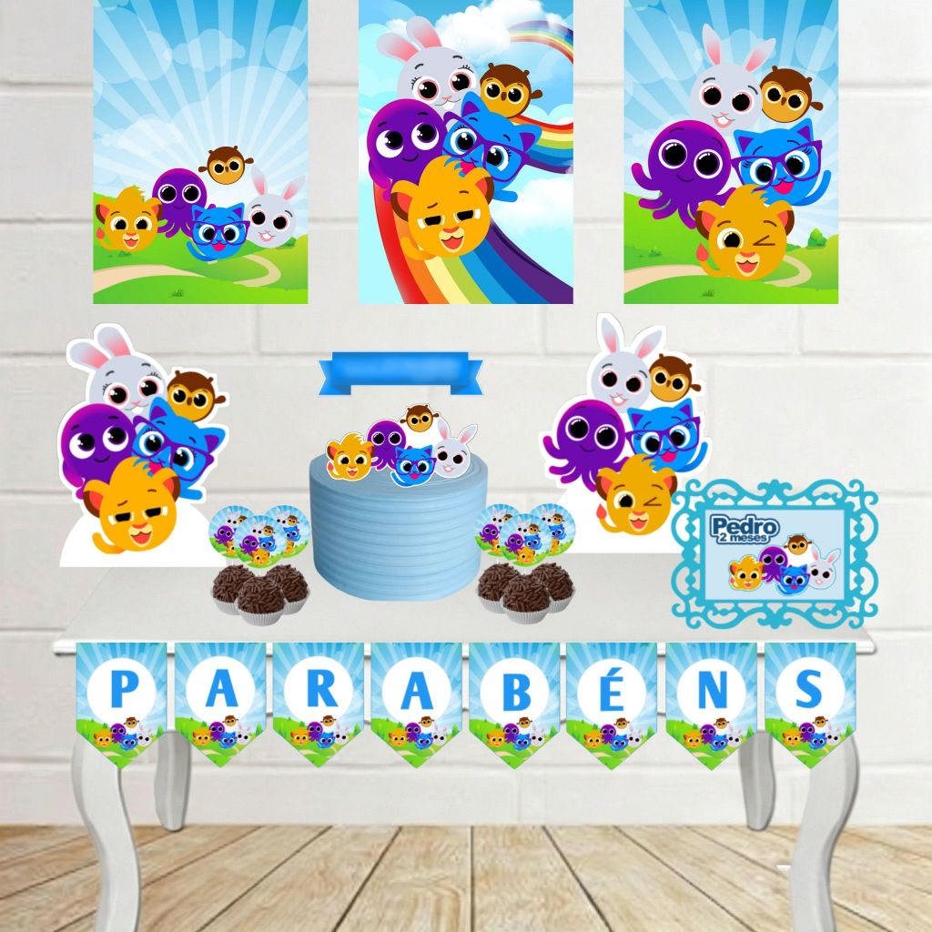 Kit Festa Bolofofos Personalizado Só um Bolinho  | Mesversário | Aniversário | Lembrancinha