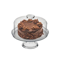 Boleira de Vidro com Pé e Tampa 28cm Vitazza Prato para Bolo, Doces, Sobremesas e Mesa Posta