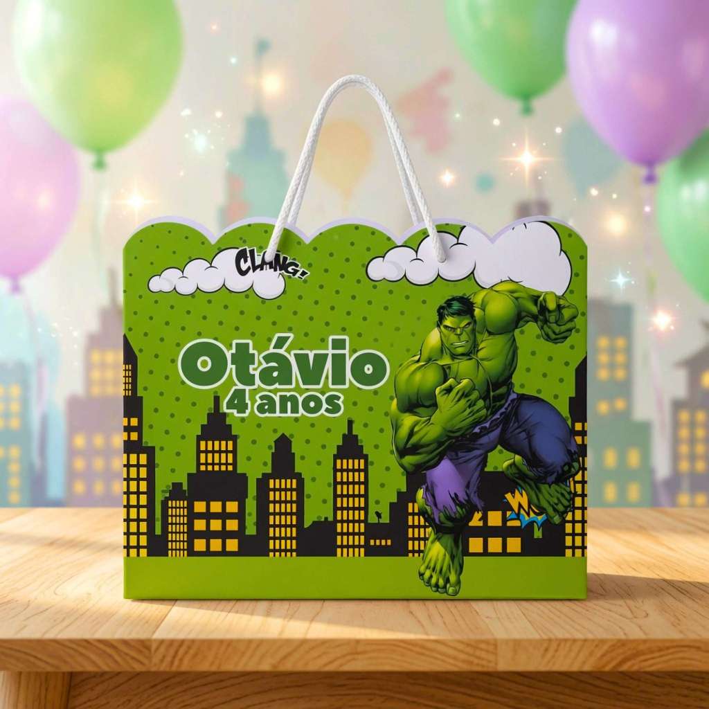 Sacolinha Personalizada Herois Hulk Vingadores | Lembrancinha | Mimo | Aniversário | Surpresa | Pegue e Monte