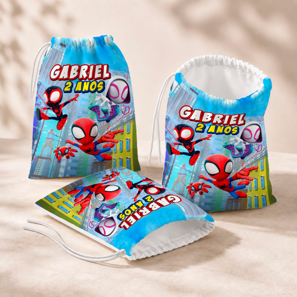 20 Sacolinhas Personalizada Festa Infantil 18x26 Aniversário Lembrancinha Spidey E Seus Amigos